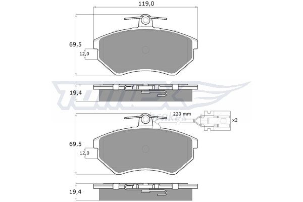 TOMEX BRAKES stabdžių trinkelių rinkinys, diskinis stabdys TX 12-04